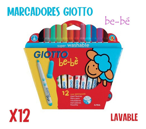 Marcadores Giotto Bebé Lavables X12 Colores No Tóxico Grueso
