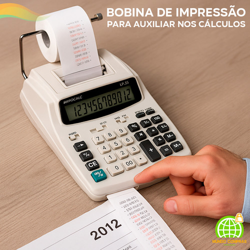 Calculadora De Mesa Com Bobina De Impressão Escritório Lp25