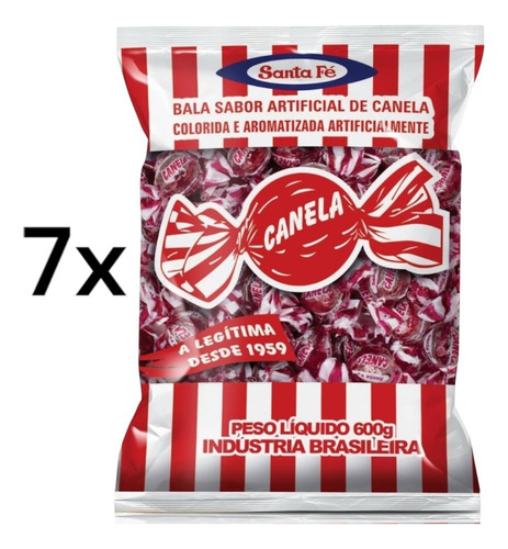 Bala Santa Fe Bala De Canela Redonda Canela Sem Glúten 600 G Pacote X 7