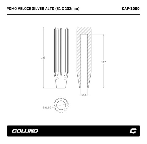 Pomo Palanca Cambios Selector Aluminio Collino Veloce Silver