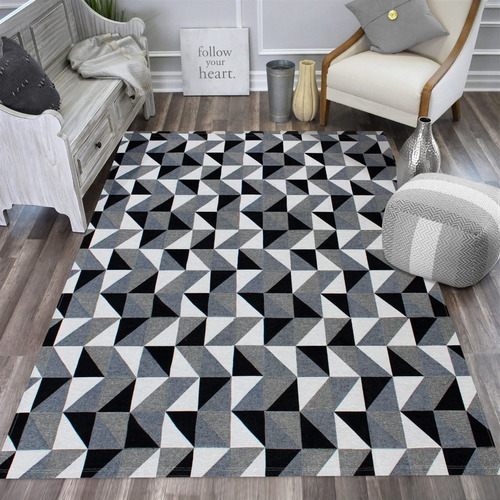 Tapete Dubai 1,32 M X 2,00 M Antiderrapante Preto/cru