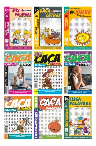 Kit 3 Revistas Coquetel Caça Palavras Busca Palavras Cata Palavras Total  129 Páginas