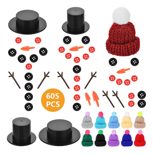 605 Pcs Diy Kit De Navidad Muñeco De Nieve, Mini Gorro...