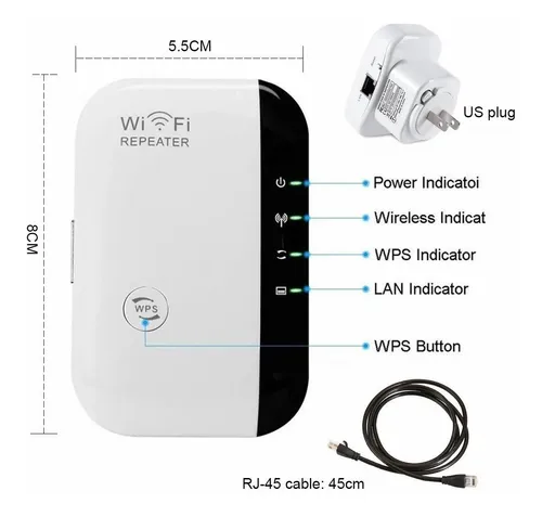 Repetidor Wifi Amplificador Señal 300mbps 2.4g 110/230v Wps