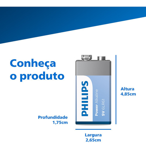 Bateria Alcalina Philips 9v- 6lr61p1b/97