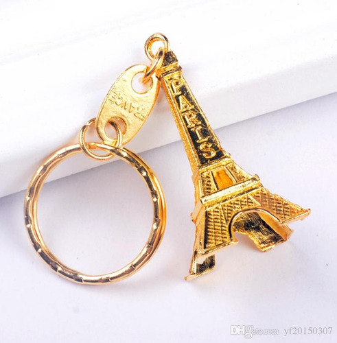 Imagen 2 de 2 de Llavero Torre Eiffel Paris 4 Cm Dorado