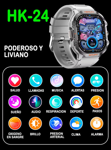 Smartwatch Táctico Deportivo Salud Llamadas Sport Bluetooth Silicona Silicona Gris Silicona