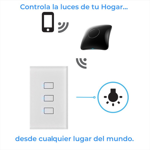 Apagador Inteligente 3 Botones Rf433 Mhz - Requiere Rm4 Pro