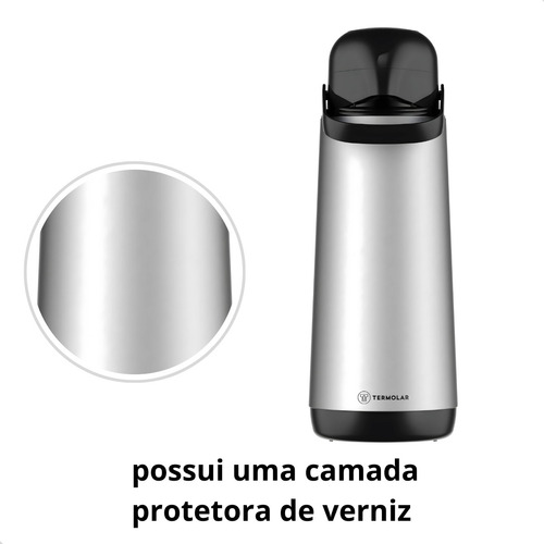 Garrafa Térmica De Café E Chá Inox Lumina 1,8l Pressão