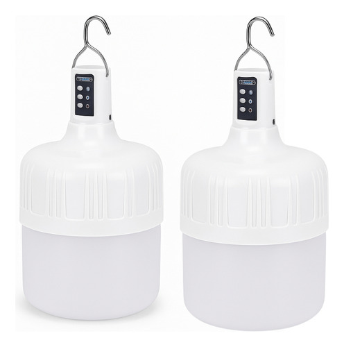 Kit 2 Lampiões Led Recarregável Usb Portátil Para Camping, Barraca, Pesca, Lampião De Emergência 3 Níveis De Luz