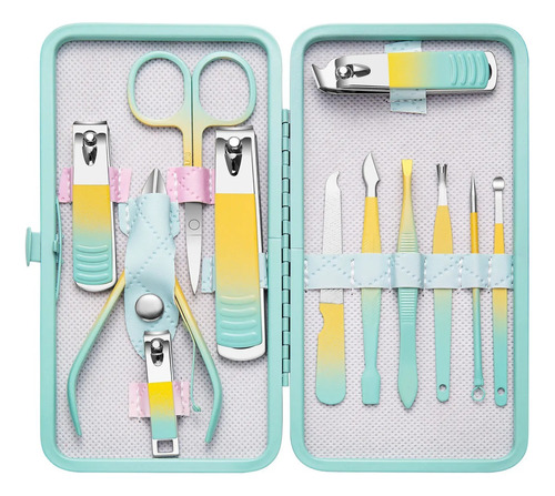 Set De Manicure Pedicure 12 Piezas Acero Inoxidable Cortauña