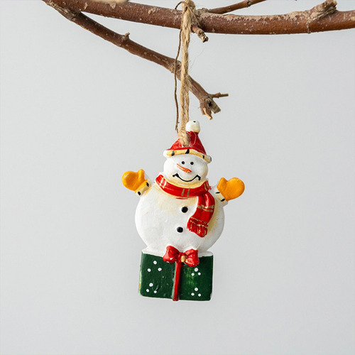 3 Adorno Colgante De Navidad, Muñeco De Nieve Y Caja