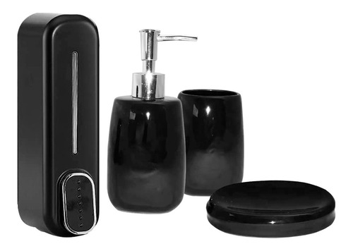 Kit Combo Baño 4 Piezas Negro Calidad Premium Unico