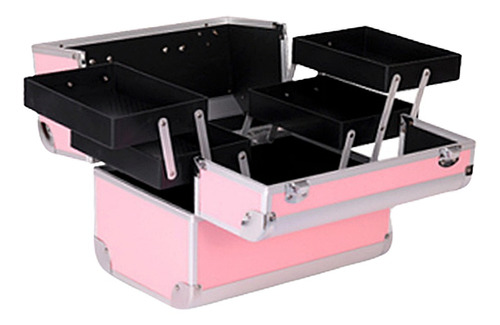 Caja De Almacenamiento Organizador Cosmético Plata + Rosa