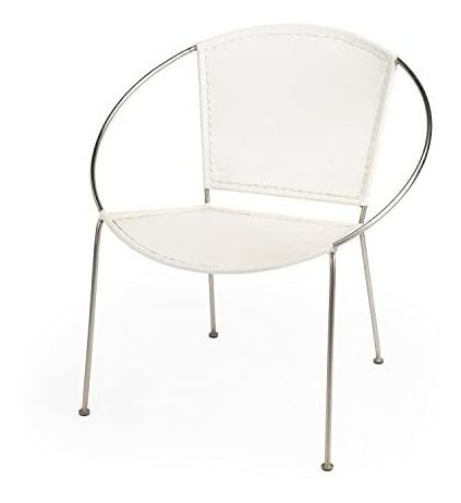 Mueble - Butler Milo Moderna Silla Decorativa De Cuero Blanc