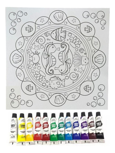 Kit Arte Mandala Diseños Infantil Para Colorear 12 Colores