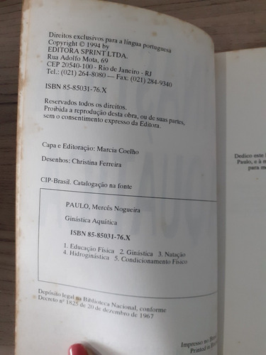 Livro, Ginástica Aquática ,m19 (Usado)