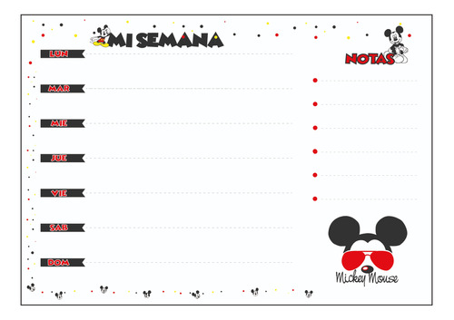 Planner Magnetico Nevera Planificador Semanal Mickey Mouse