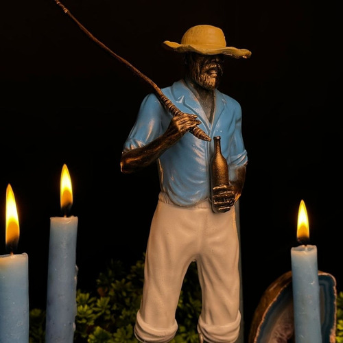 Estátua Pescador (d) - Imagem Umbanda Candomble Cor Dourado