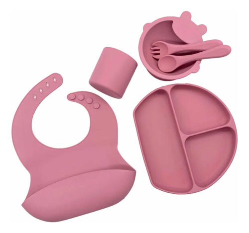 Babadores De Silicone P Bebês Prato Copo Talheres 6pcs  