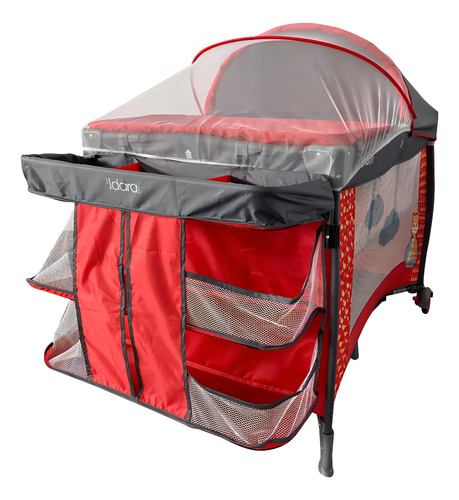 Cuna De Viaje 2 Niveles Idara Con Cambiador Infanti Rojo Lisa