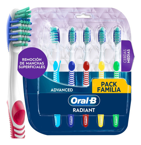Cepillo De Dientes Oral-b Radiant, 5 Unidades Azul