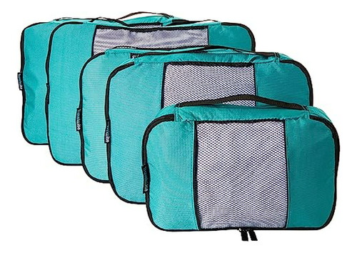 Conjunto De 5 Cubos Organizadores De Equipaje , Teal, 2 Pequ