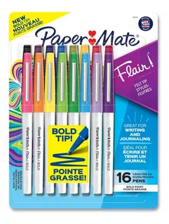 16 Marcadores Rotuladores Paper Mate Flair Punta Gruesa 1.2m