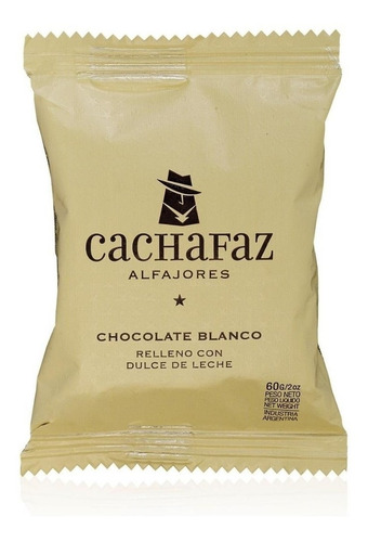 Imagen 2 de 2 de Alfajor Cachafaz Chocolate Blanco Con Dulce De Leche 6 Un.
