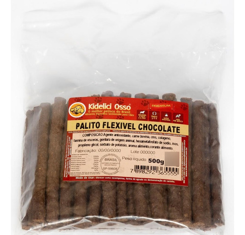 Osso Palito Flexível - Kidelici Osso - Sabor Chocolate 500g