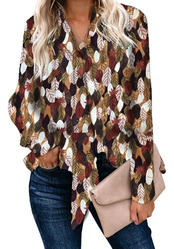 Blusa De Chifón Con Estampado De Leopardo Para Mujer, Casual