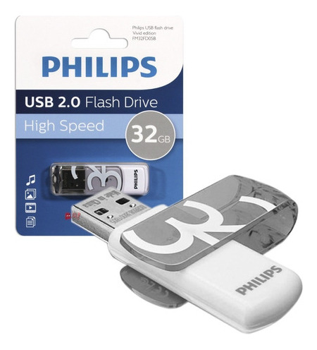 Pendrive 32gb Philips Vivid Gris - Ps