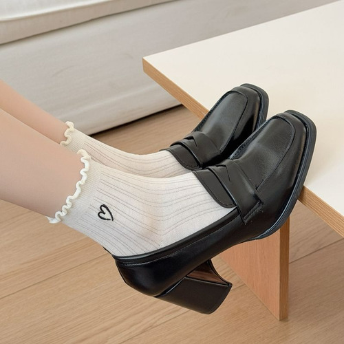 Calcetines Casuales De Algodón Con Estampado Amoroso, 3 Pare
