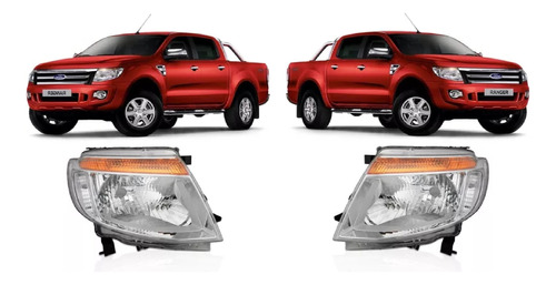 Juego De Opticas Ford Ranger 13/16 F/cromado Giro Ambar 