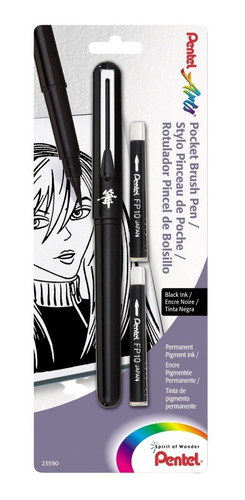 Imagen 1 de 3 de Pincel Recargable Pentel Pocket Brush Pen Mas 2 Repuestos