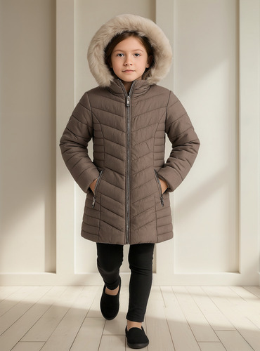 Chamarra Niña Con Gorro Peluche Estilo Y Protección Invierno