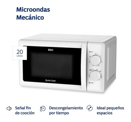 Microondas Bgh B120m20 Mecánico Quick Chef Blanco 20 Litros