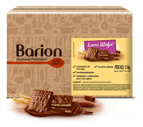 Lâminas De Wafer Cobertas Com Chocolate Ao Leite Barion 1,1k