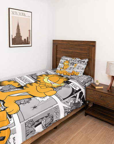 Jogo De Lençol Solteiro 2 Peças Garfield Quadrinhos O Gato