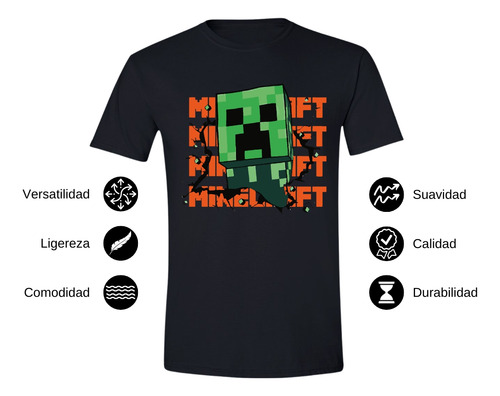 Playera Hombre Video Juego Minecraft Creeper