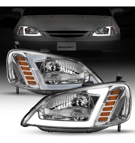 Sealight Conjunto Faro Delantero Led Drl Para Civic 2001 Par