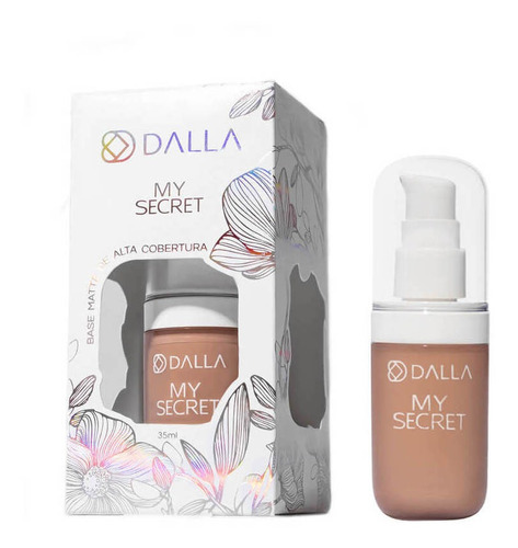 Base de maquiagem líquida Dalla Make Up my secret My Secret Base Líquida De Alta Cobertura 4a My Secret Dalla Makeup tom 04a - 35mL