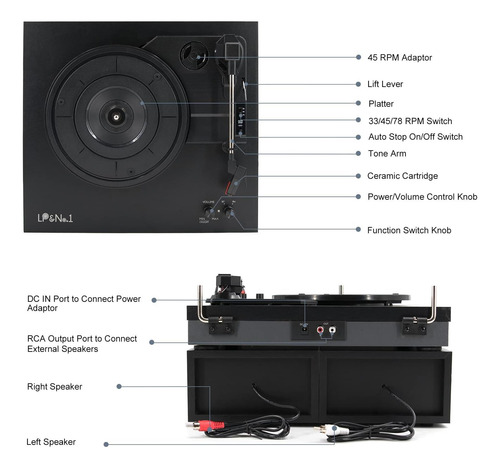 Reproductor De Discos De Vinilo Con Altavoces Estereos De De