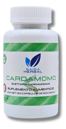 Cardamomo 100% Puro 120 Cápsulas De 500 Mg Saisa Herbal Sabor Sin Sabor