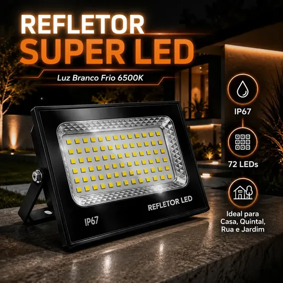 Refletor Super Led 300w Holofote Bivolt Ip67 Cor Da Luz Branco Frio 6500k