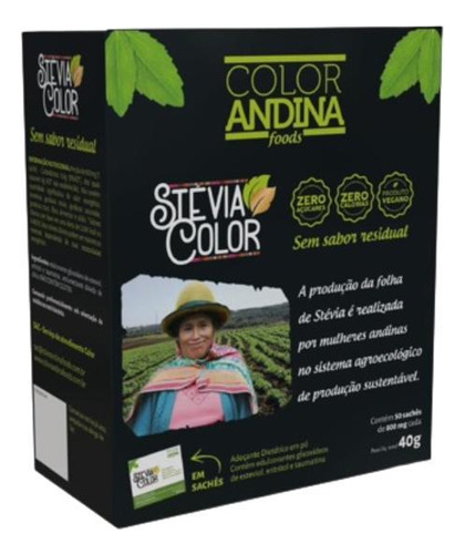 Kit 2x: Adoçante Stévia 800mg Color Andina 50 Sachês