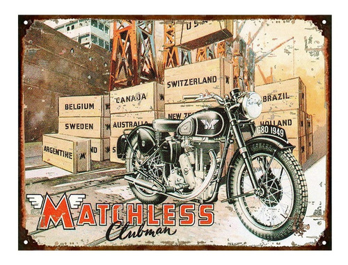 Cartel Chapa Publicidad Antigua 1949 Moto Matchless L258