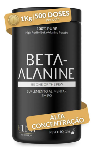 Beta Alanina 1kg 100% Pura Performance Recuperação Muscular Pós Pré Treino 500 Doses Sem Sabor Concentrada Ellym Nutrition
