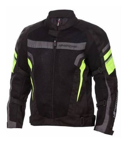 Campera Moto Cordura Nine To One 4s Negro Fluo