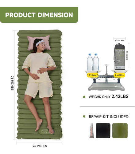 Colchoneta De Dormir Camping Grosor Adicional, Colchone...